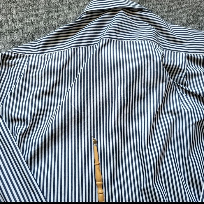 Chemise Balmain à rayures bleu marine – Taille 5/44 L – manches longues – logo brodé - photo numéro 7