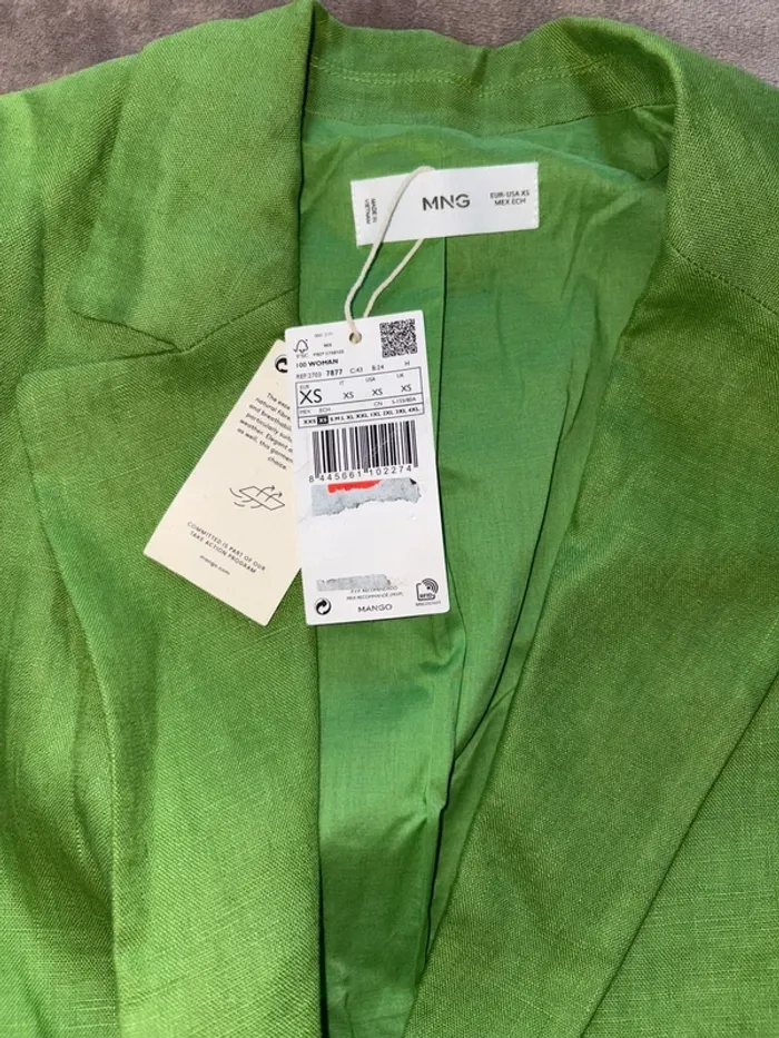 Veste verte en Lin femme Mango taille XS neuve avec étiquette - photo numéro 4