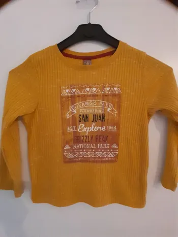Tee-shirt, couleur moutarde imprimé, Marque Orchestra, taille 4ans - 104cm