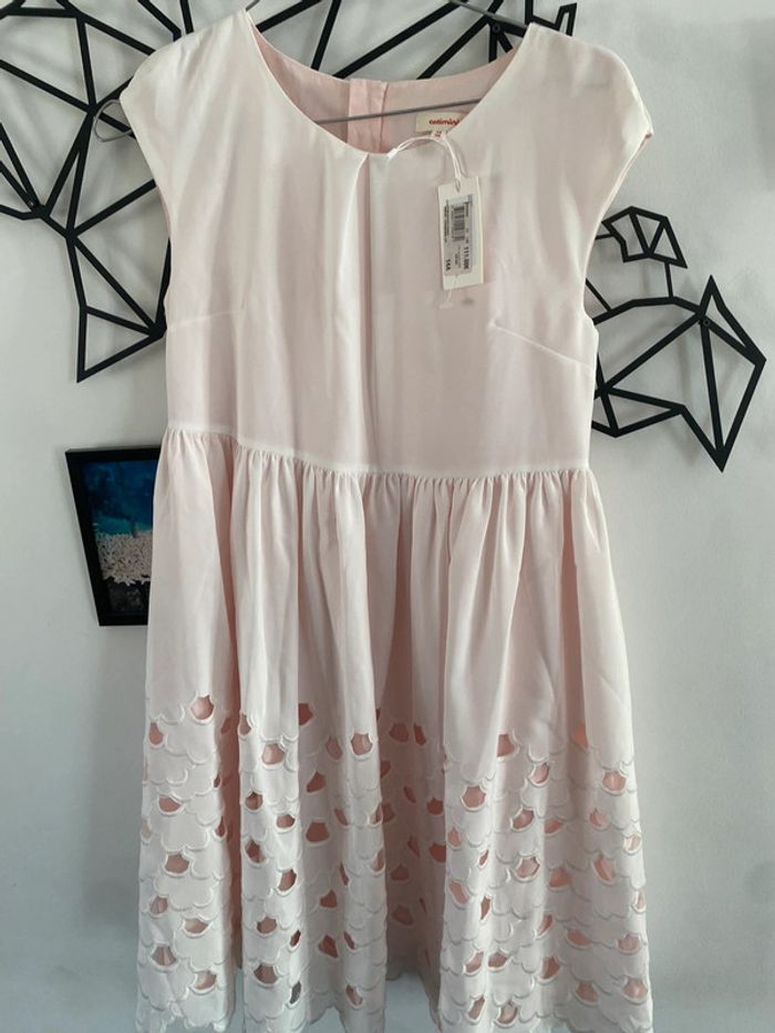 Superbe robe de cérémonie neuve catimini blanche et rose 14 ans - photo numéro 2