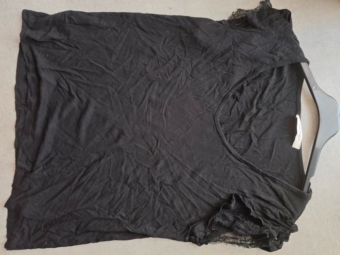 Haut Promod noir manches courtes brodées taille L - photo numéro 3