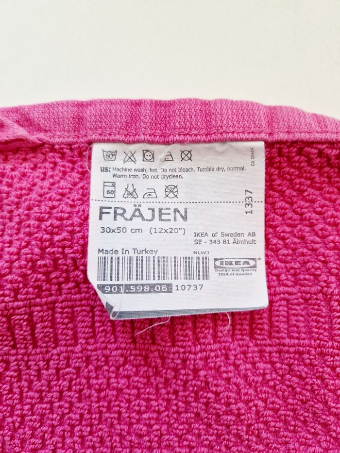 Ikea - Fräjen - Lot de 2 serviettes de toilette - Rose - photo numéro 6