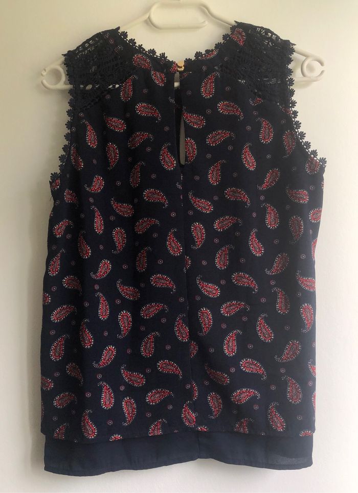 Débardeur doublé bleu avec motifs et dentelle La halle 36 - photo numéro 2