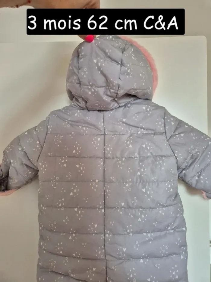 Combi pilote bébé 62 cm 3 mois C&A Disney grise intérieur rose Bambi combinaison - photo numéro 11