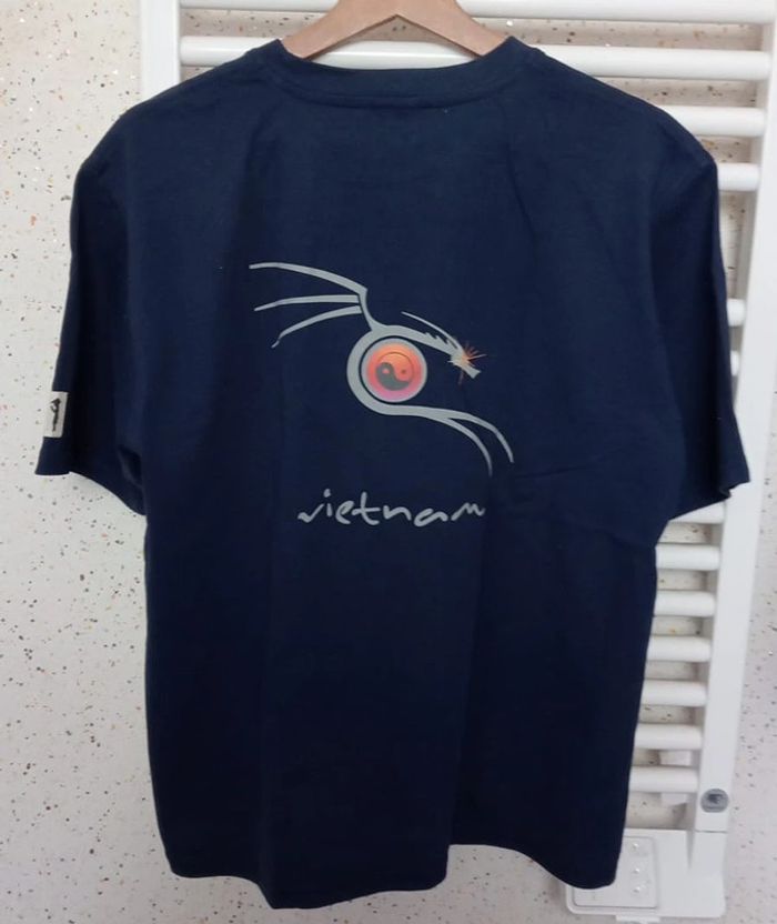 Tee shirt manche courte bleu marine motif dos multicolore Bambou Taille S - photo numéro 3