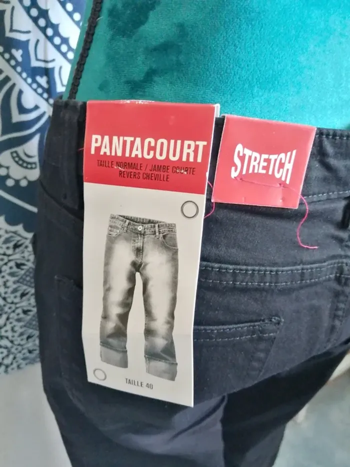 Pantacourt noir en jeans stretch  / gémo / (40) - photo numéro 7