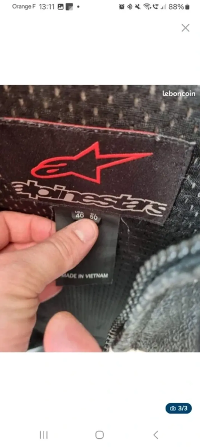 Blouson Alpinestar cuir homme taille 50 - photo numéro 2