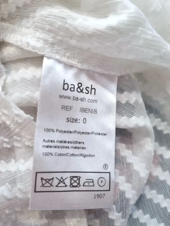 Bash haut blanc transparent manches courtes Ibenis détails dans le dos T0/34/xs état impeccable! - photo numéro 7