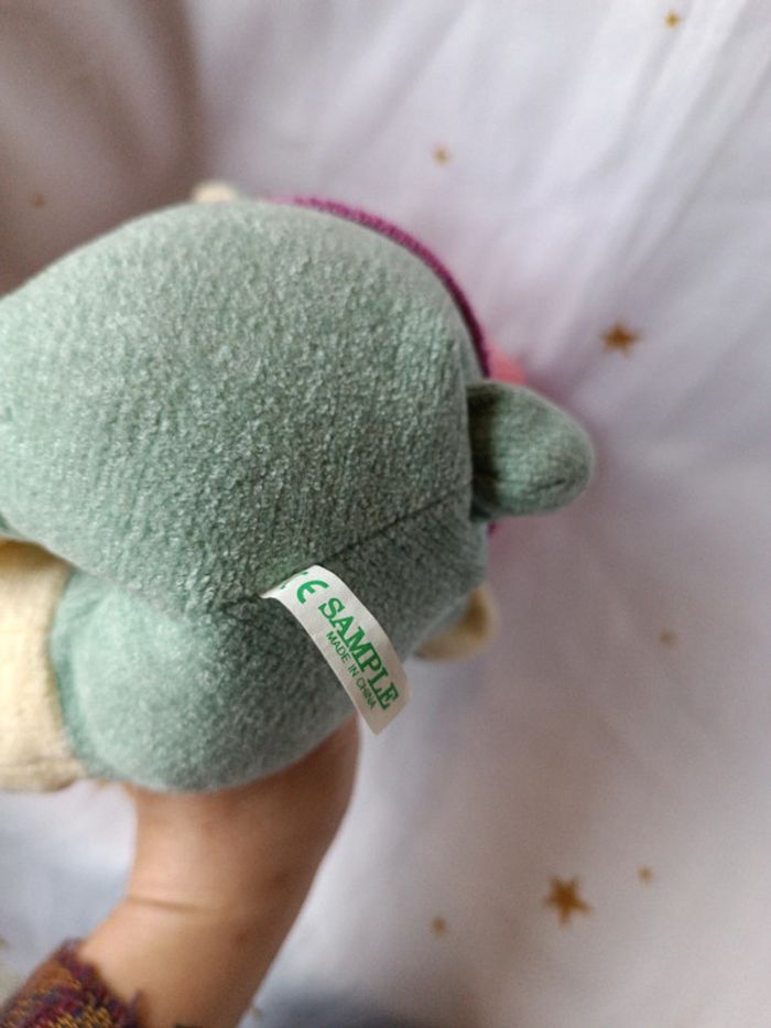 Peluche plush Teddy doudou sample bille bonnet chapeau cap gilet vert green mouton animal sheep - photo numéro 14
