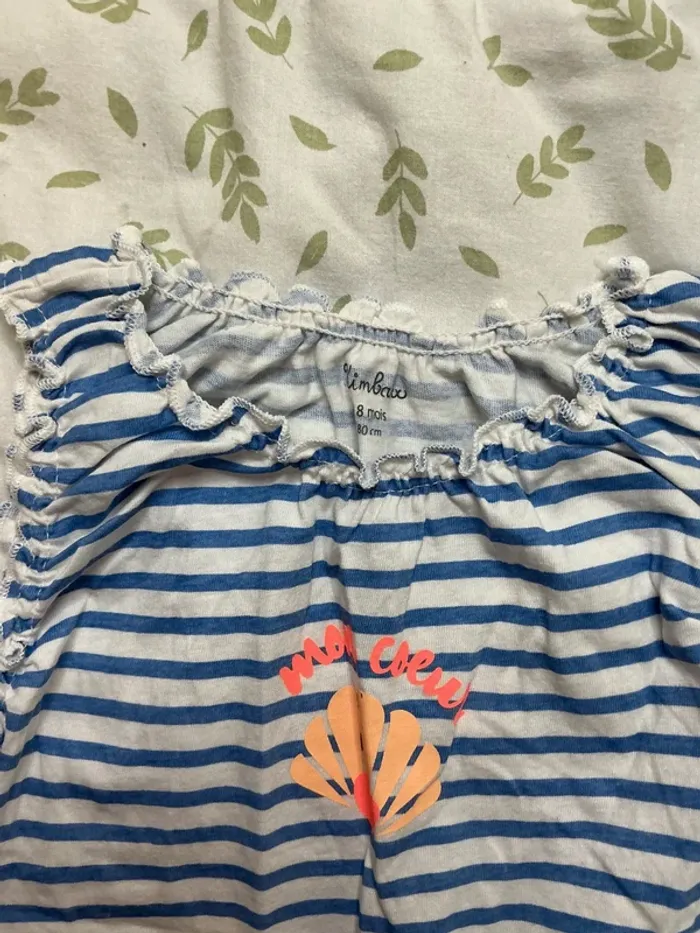 teeshirt manches courtes rayé bleu et blanc 18 mois kimbaloo - photo numéro 4