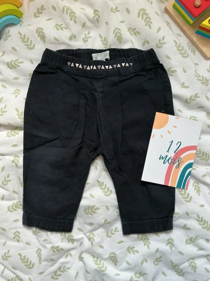 pantalon léger noir 12 mois mes petits cailloux - photo numéro 2