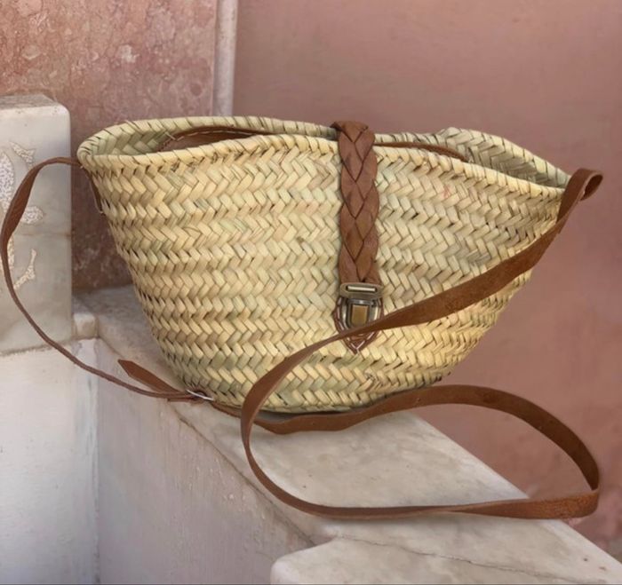 Sac à bandoulière en Raphia et cuir marocain - photo numéro 2