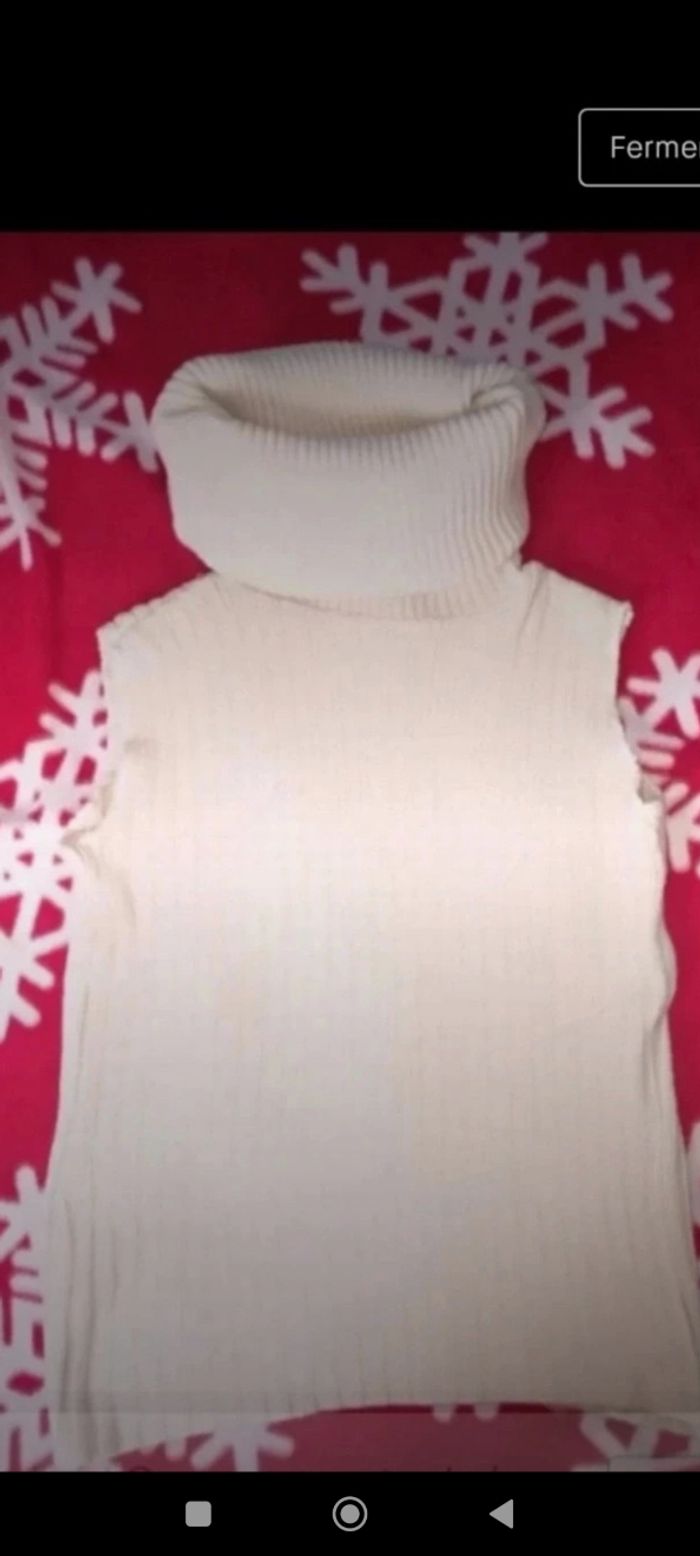 Pull beige sans manches col roulé taille 36 3€ - photo numéro 2