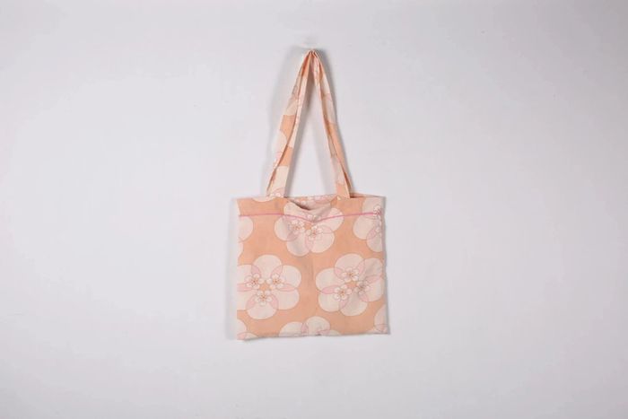 Tote bag en coton motif fleurs seventies (#240379)