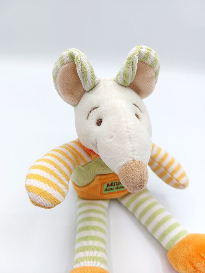 Doudou et Compagnie peluche souris Milie doudou petit modèle 22 cm vert orange - photo numéro 5