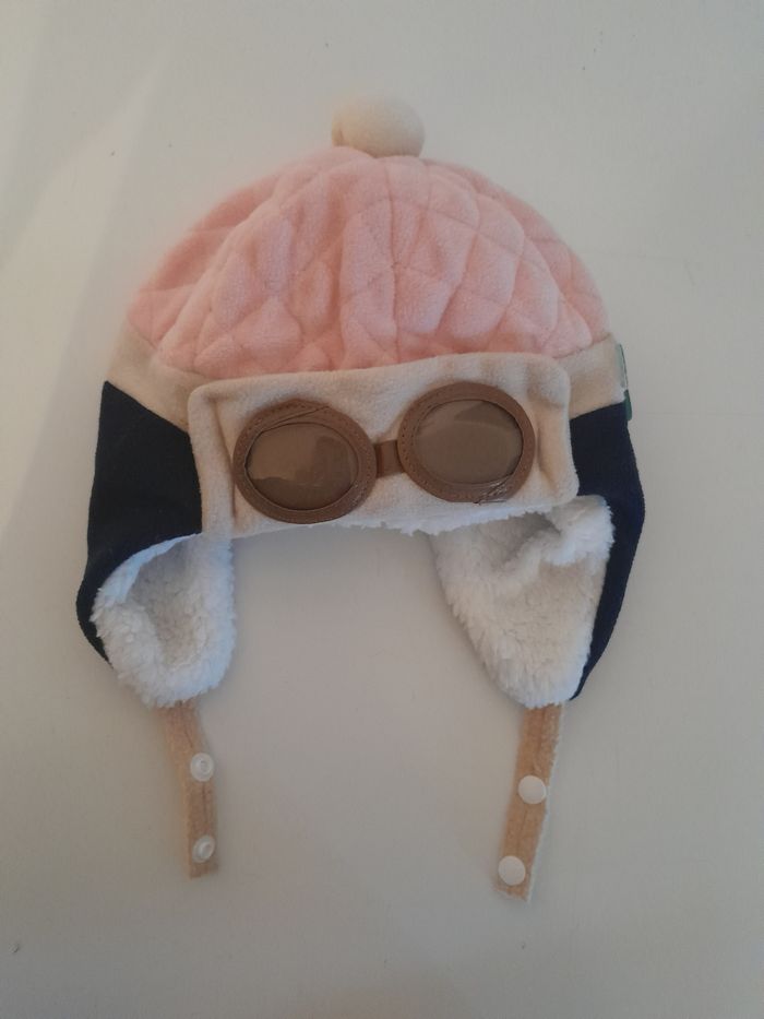 Bonnet aviateur rose et bleu fille 2-3ans - photo numéro 4