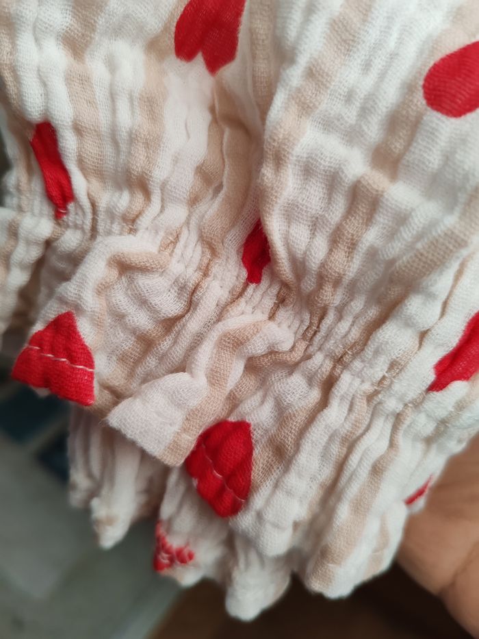 Tunique gaze coton taille unique beige coeur rouge - photo numéro 3