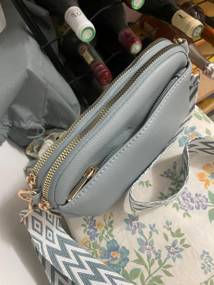 Sac bandoulière large en cuir PU bleu neuf - photo numéro 2