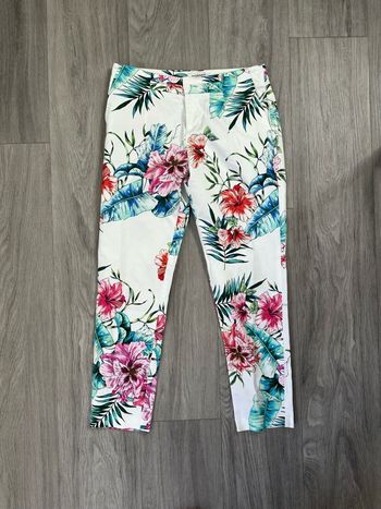 Pantalon à fleurs blanc et multicolore Morgan T36 S