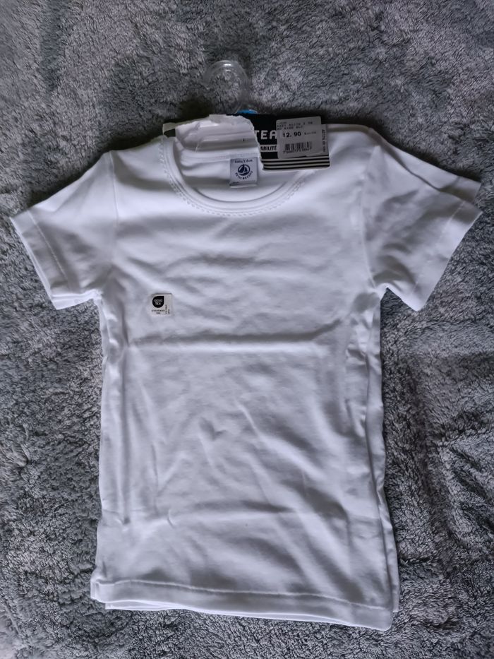 Lot 2 t-shirts blancs 6 ans neufs fille basique coton - photo numéro 2