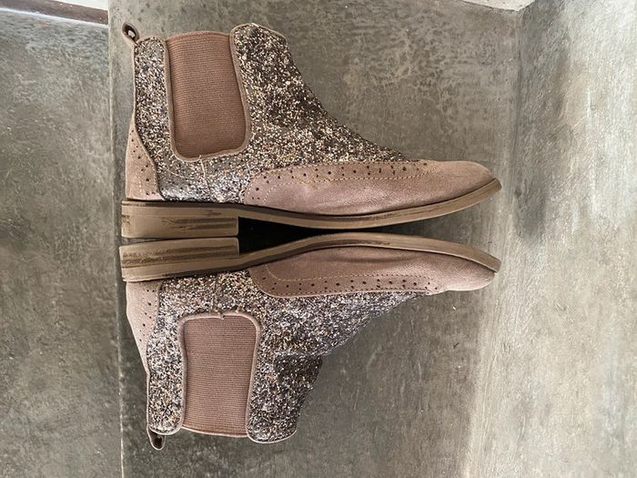 Boots Chelsea pailletées beige Young Dimension 37 - photo numéro 5