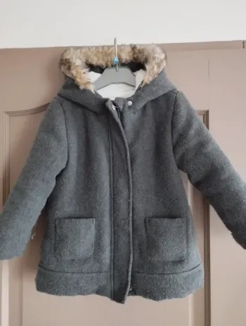 Manteau Gémo gris à capuche