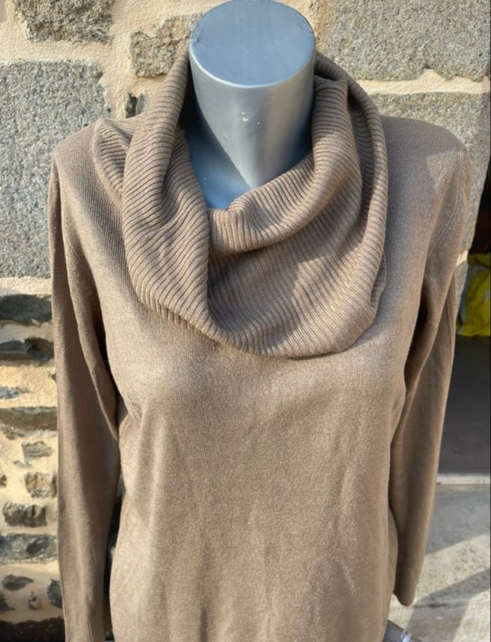 Pull en maille col rouler beige - In Extenso - photo numéro 2