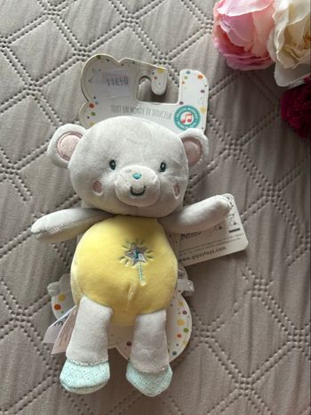 Peluche Musicale Ours Gipsy Toys - Gris & Jaune - neuf 