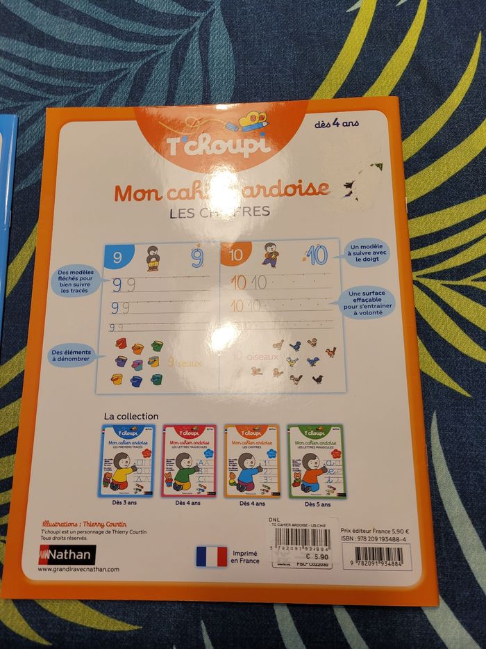 Lot de deux cahiers activité ardoise effaçables t'choupi les premiers tracés et les chiffres - photo numéro 5