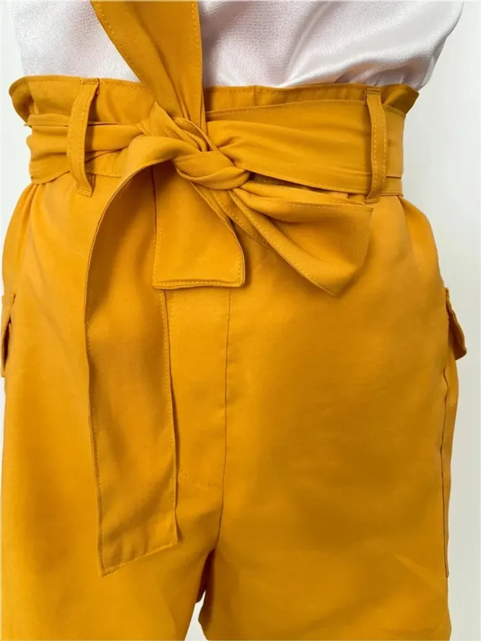 Short fluide jaune ceinturé Anna Karel - photo numéro 2