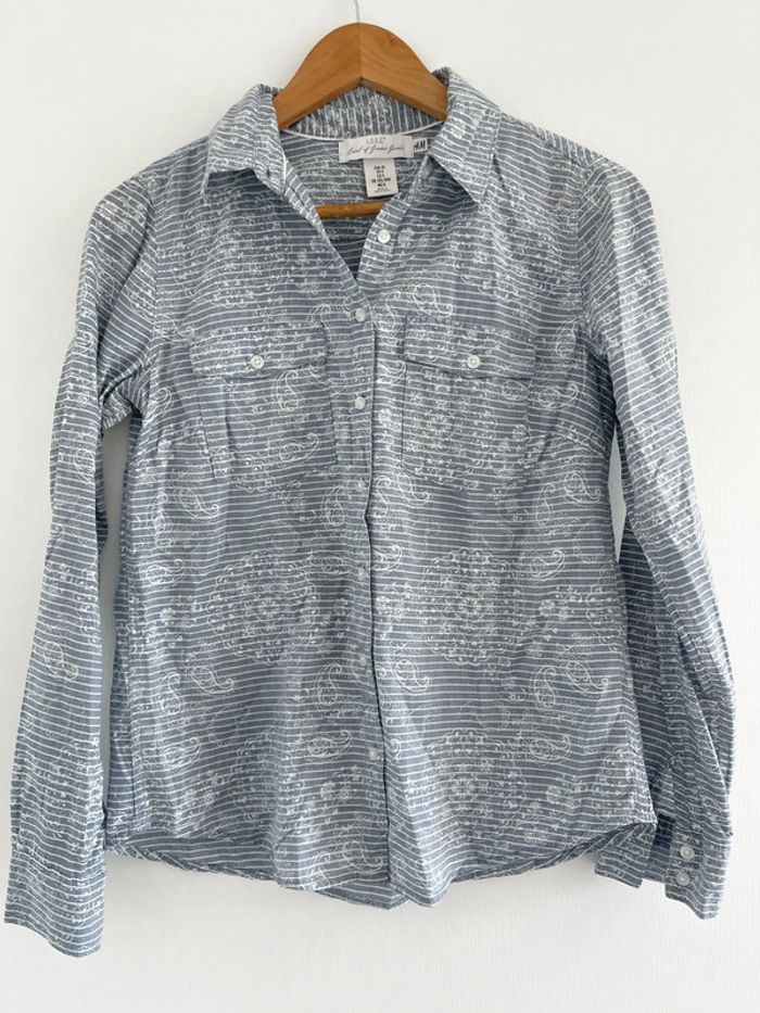 Chemise à rayures et motifs H&M bleu clair et blanc - photo numéro 8
