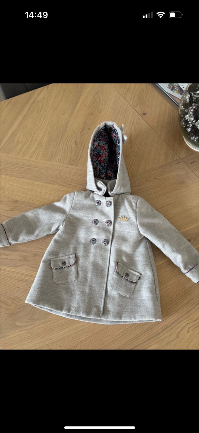 Manteau à capuche gris bébé fille sergent major 18 mois