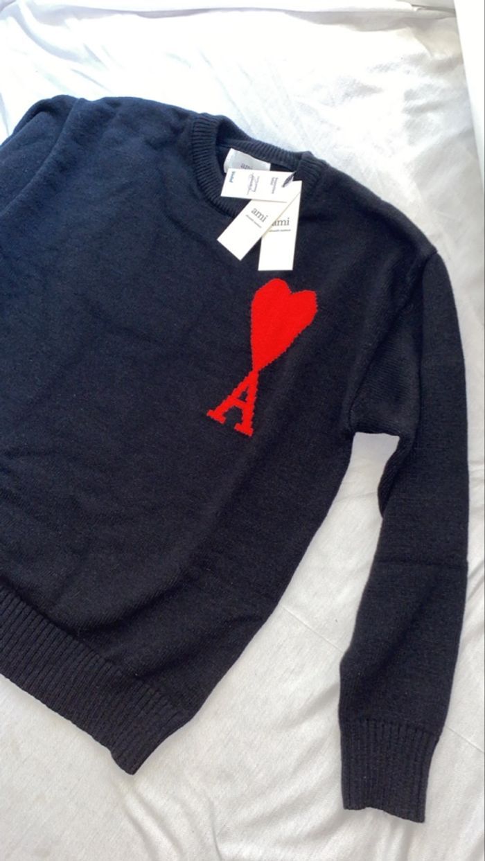 Pull AMI PARIS Noir - Taille M - Jamais porte - photo numéro 5