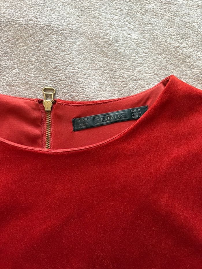 Robe Zara rouge brique – effet daim, manches 3/4 taille 38 en très bon état - photo numéro 6