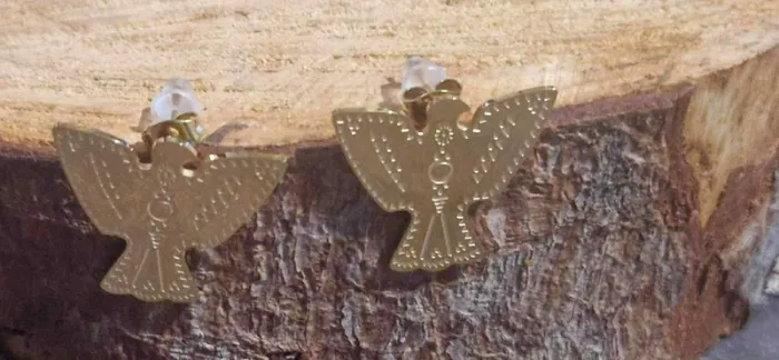 Boucles d’oreilles mile Mila acier inoxydable or aigle déployé travaillés mile Mila