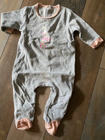 Grenouillère pyjama gris 12 mois lama