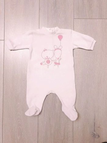 Pyjama rose en velour. Fille 3 mois