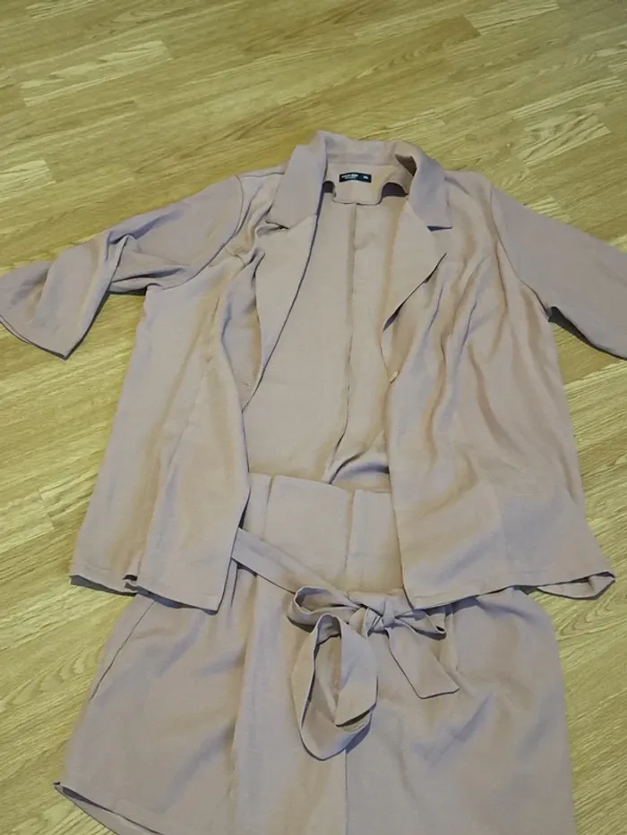 Tailleur short blazer rose poudré XXL - photo numéro 2