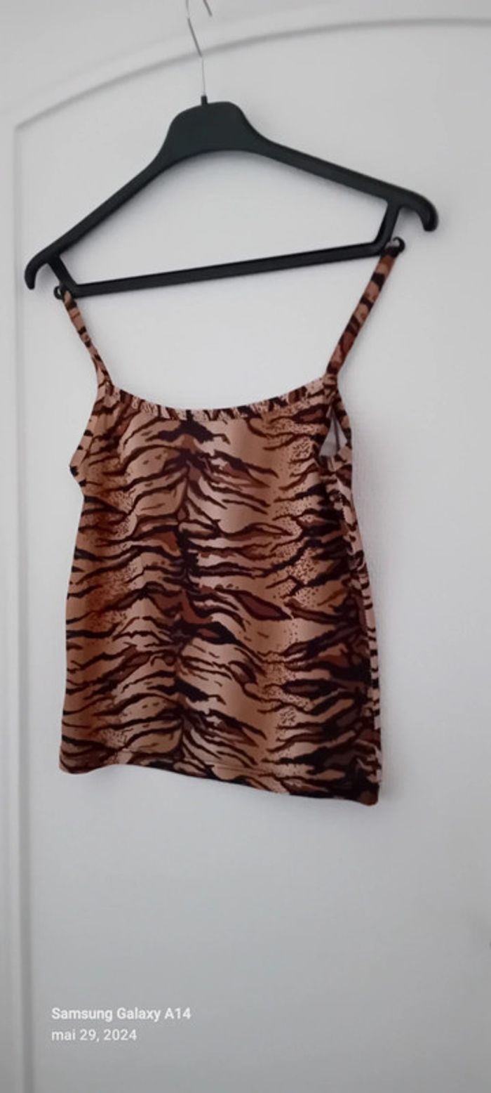 Haut fines bretelles motif zébré marron femme S