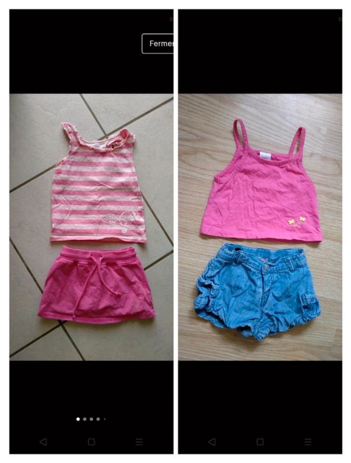 Lot de 2 ensembles short et débardeurs. Bébé 6 mois