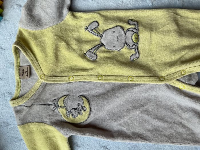 pyjama grenouillère en velours gris et vert ouverture devant 3 mois boite à malices - photo numéro 5