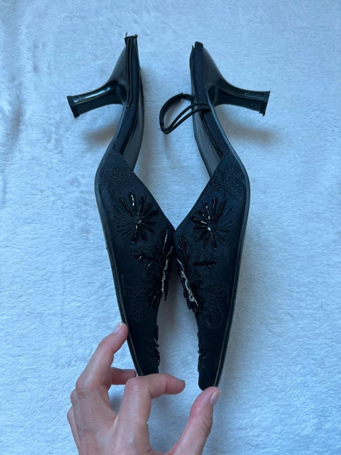 Mules bout pointu perles broderies Coquette Goth y2k - Pointure 40 - photo numéro 8