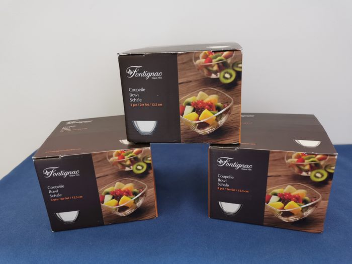 6 coupelles en verre - neuves - Fontignac