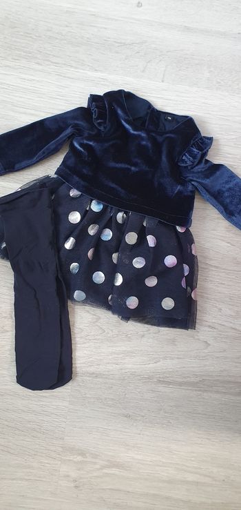 Robe velours et pois +collant