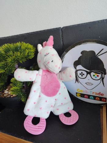 doudou licorne blanc rose coeur anneau dentition zd trading enformi sommeil