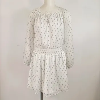 Robe Abercrombie & Fitch blanche à motifs - Taille XS - Style bohème chic A662