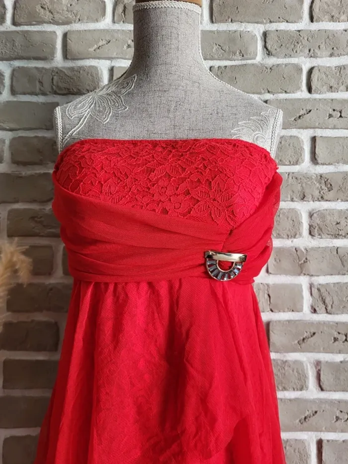 Robe bustier rouge tulle et dentelle - Made In Italy - photo numéro 2