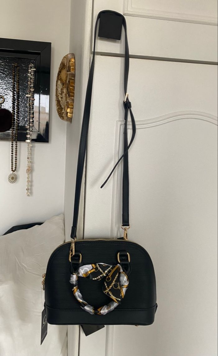 Sac bandoulière noir à foulard - photo numéro 2