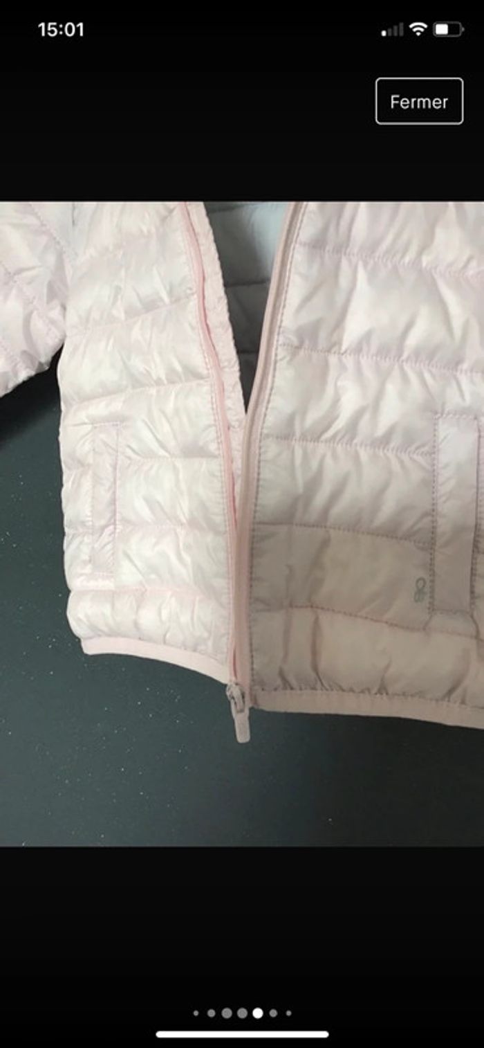 Doudoune à capuche rose pâle doublée gris - photo numéro 8