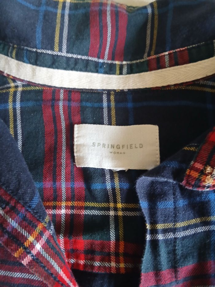 Chemise manches longues bleu a rayures rouge M/L - photo numéro 3